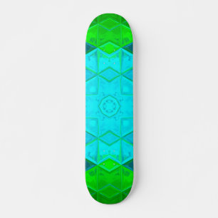 Skate Kaleidoscope Quadrado de mosaico Verde e Azul