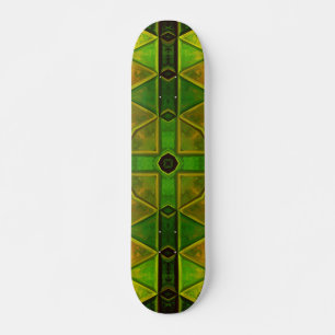 Skate Kaleidoscópio Quadrado Verde e Amarelo