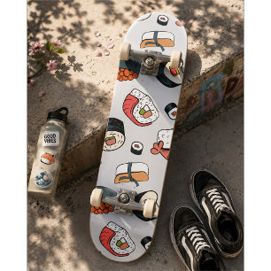 Skate Kawaii Sushi Rolls Pattern Slip-On Sneakers
