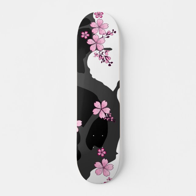 Skate Kimono Black e White Pink Sakura (Frente)