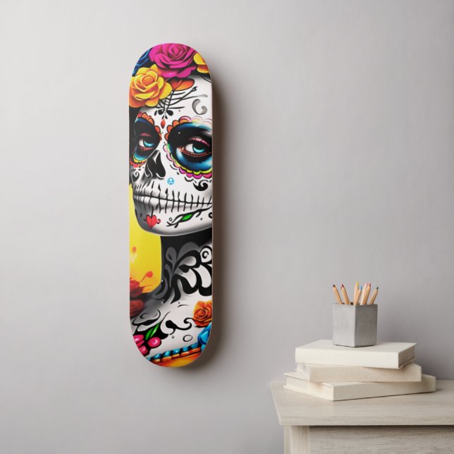 Skate La Catrina Sugar Skull Wall Art (Arte de parede)