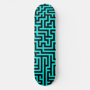 Skate Labirinto de Linhas Preto Turquesa