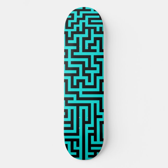 Skate Labirinto de Linhas Preto Turquesa (Frente)