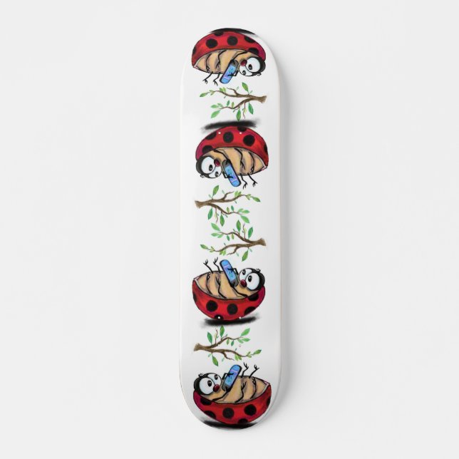 Skate Ladybugs Felizes com Telefone - Desenho de Cartoon (Frente)