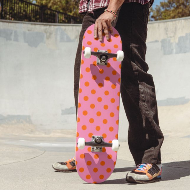 Skate Laranja no Design de padrão Bolinhas cor-de-rosa (Criador carregado)