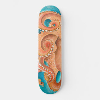 Skate Laranja Octopus Teto Watercolor