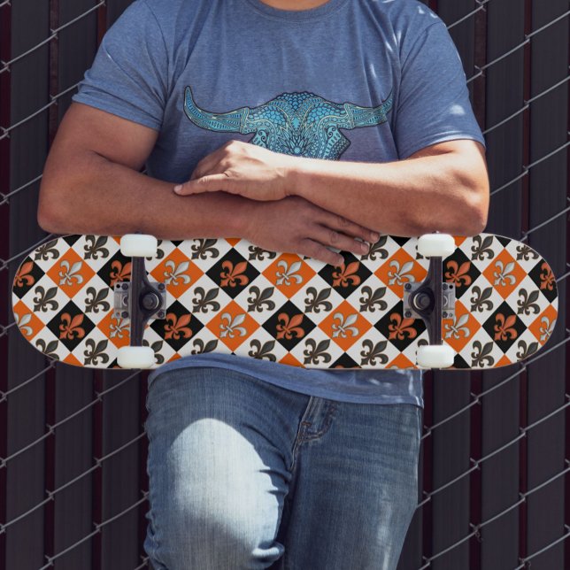 Skate Laranja Preto-Branco-Verificado Design (Criador carregado)