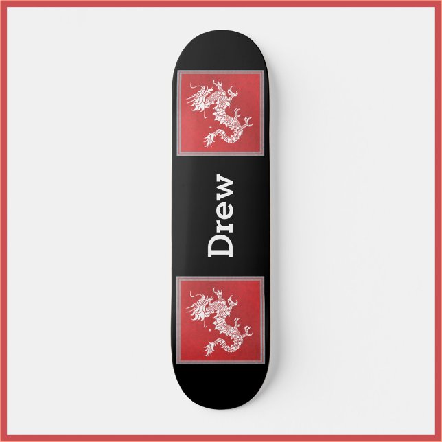 Skate Legal quadro branco vermelho e dragão preto (Criador carregado)