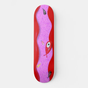 Skate Leggings esportivo peixes ondas linhas vermelhas e