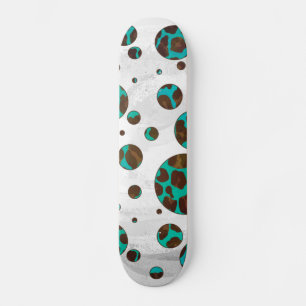 Skate Leopard Brown e Teal PrintPolka Dots