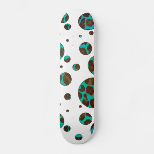 Skate Leopard Brown e Teal PrintPolka Dots
