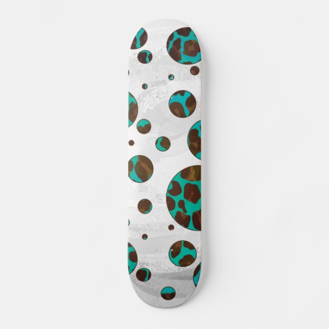 Skate Leopard Brown e Teal PrintPolka Pontos (Frente)