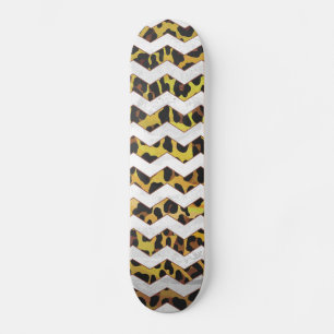 Skate Leopard Brown e Yellow Cevron Impressão