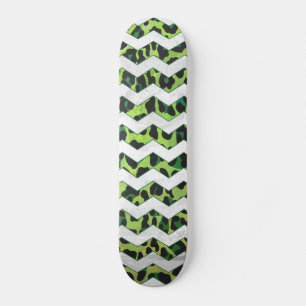 Skate Leopard Chevron Black e Green Impressão