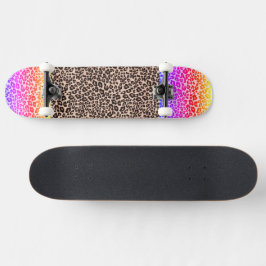 Skate Leopardo com cor de rosa e laranja para crianças