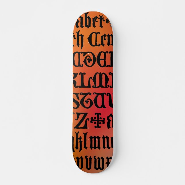 Skate Letras Góticas Vermelhas e Laranja (Frente)