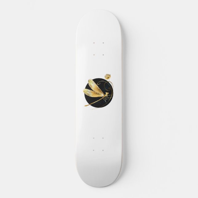 Skate libélula ouro em círculo preto (Frente)
