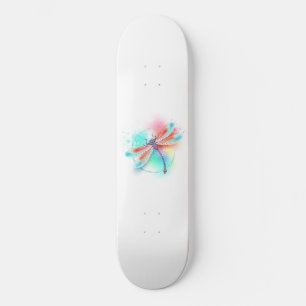 Skate libélula vermelha sobre fundo de aquarela