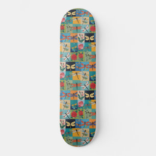 Skate Libélulas Coloridas E Rosas Remendado