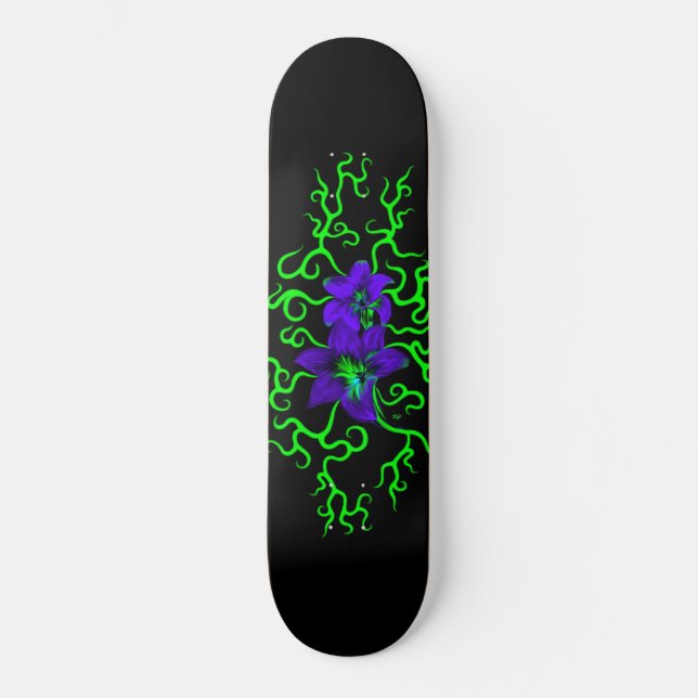 Skate Lily Roxa Flor a preto (Frente)