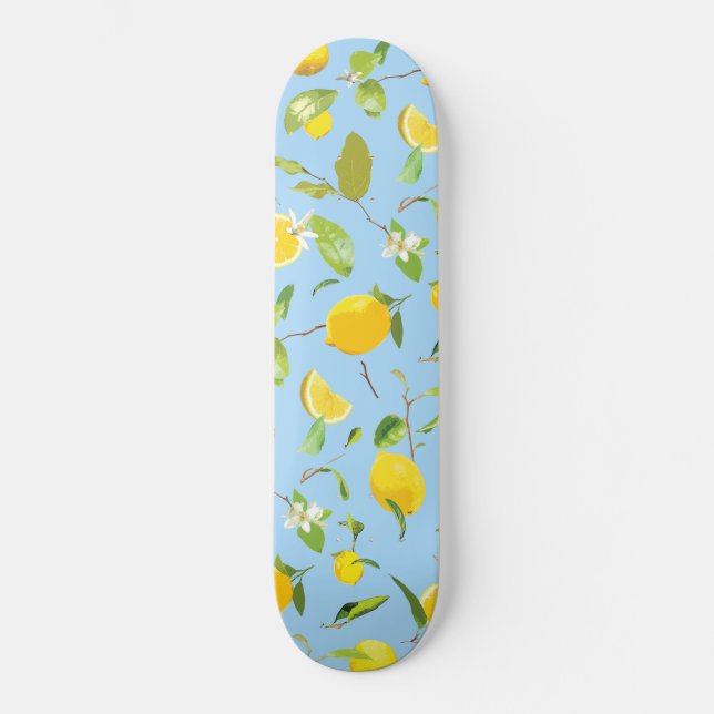 Skate Limão de Aquarela e Folhas 3 (Frente)