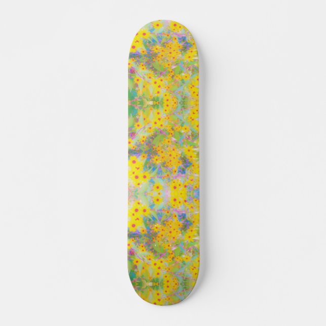 Skate Lindas Flores Amarelas e Vermelhas com Turquesa (Frente)