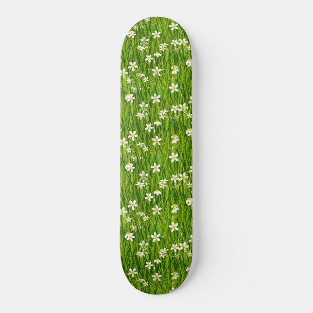 Skate Lindas Flores Brancas e Folhas Verdes (Frente)