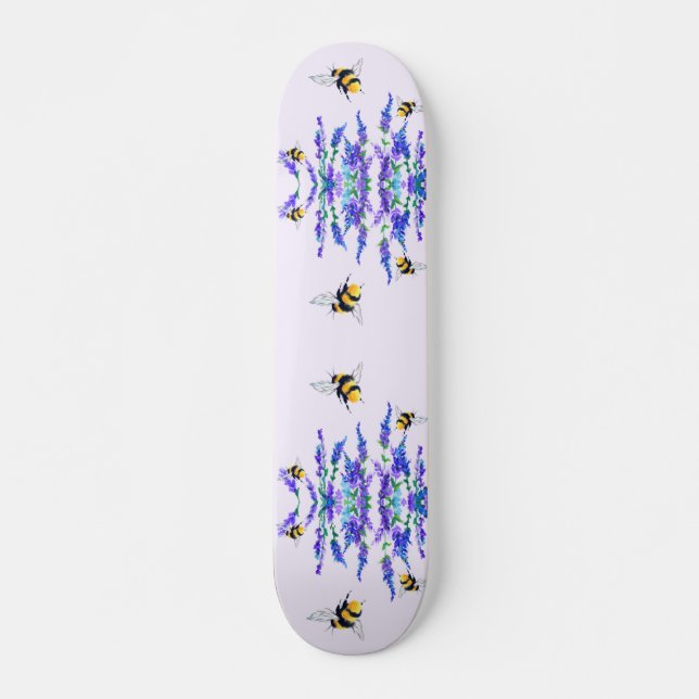 Skate Lindas flores de primavera e abelhas voando - Dese (Frente)