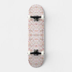 Skate Lindo desenho floral vintage rosa branco