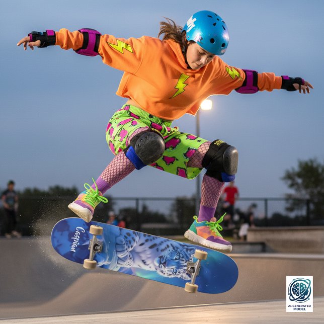 Skate Lindo Leopardo da Neve sobre Rocha de Montanha (Snow Leopard on Snowy Mountain Outcropping Skateboard Cover Photo)