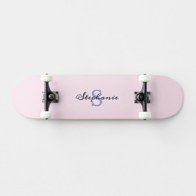 Skate Lindo Rosa Pastel Elegante Simples Fofo Monogramad (Horz)