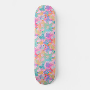 Skate Lindo Selo de Tie-Dye com Flor de Arco-Íris Rosa