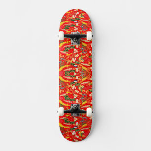 Skate Lindos padrões florais japoneses coloridos