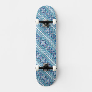 Skate Lindos padrões ucranianos decorativos azuis design