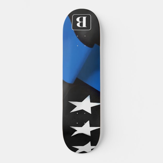 Skate Linha Azul Fino de Sinalizador de Polícia Personal (Frente)