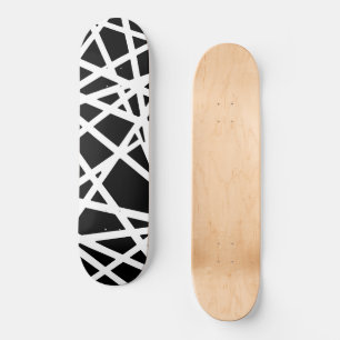 Skate Linhas Brancas e Formas Pretas Irregulares Abstrat