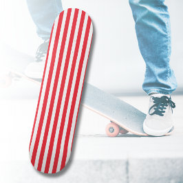 Skate Listrado Horizontal Simples Vermelho e Branco de C