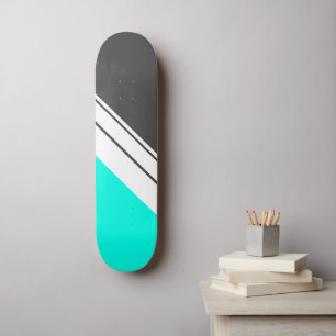 Skate Listras Brancas Diagonais Esportivas Aqua Preto em