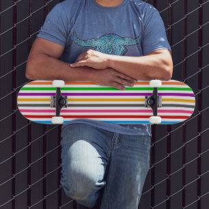 Skate Listras de Arco-Íris Colorido - Branco 