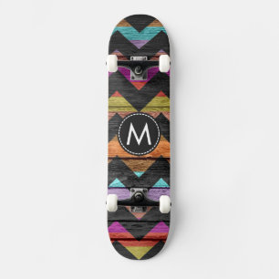 Skate Listras de Chevron em Madeira Pintada Padrão #2