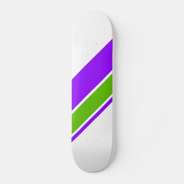 Skate Listras Esportivas Roxas e Verde Lima em Branco (Frente)