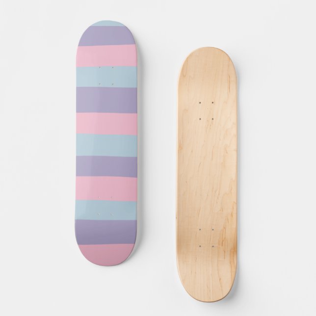 Skate Listras Irregulares em Azul, Rosa e Lilás (Frente)