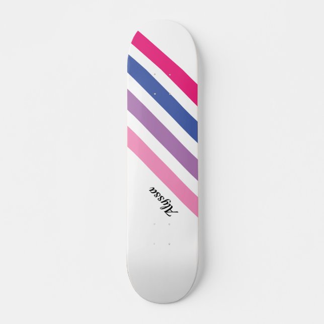 Skate Listras Rosa Feminino Personalizado (Frente)