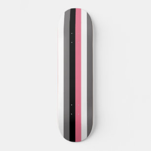 Skate Listras Verticais Rosa Branco Cinza Preto