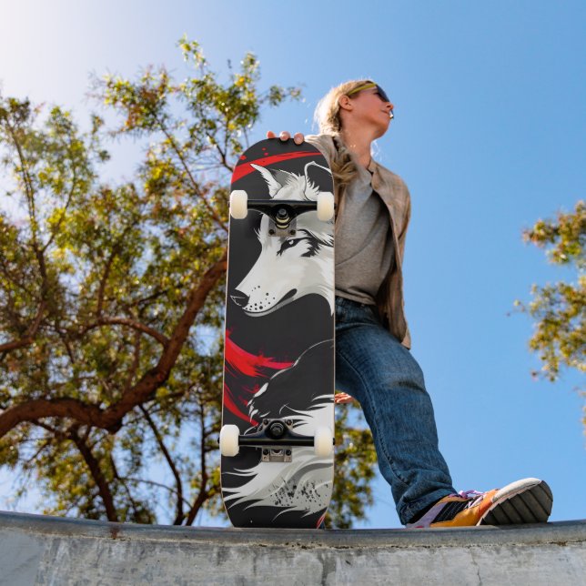 Skate Lobo Branco Vermelho Lunar (Ao ar livre 1)