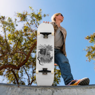 Skate Lobo e Raven com crânio