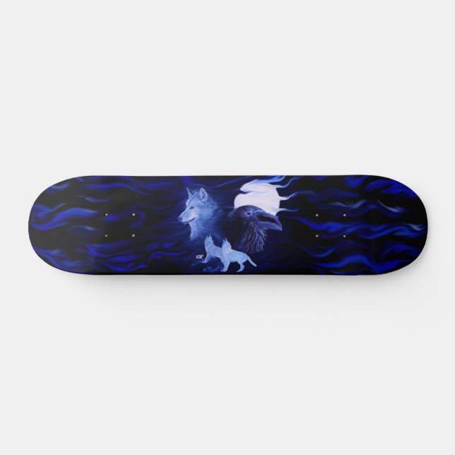 Skate Lobo e Raven com lua de cheio (Horz)