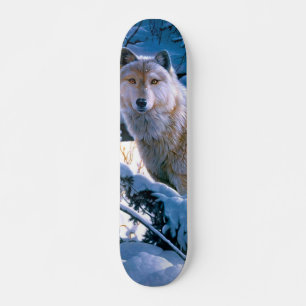 Skate Lobo na pintura da floresta de inverno