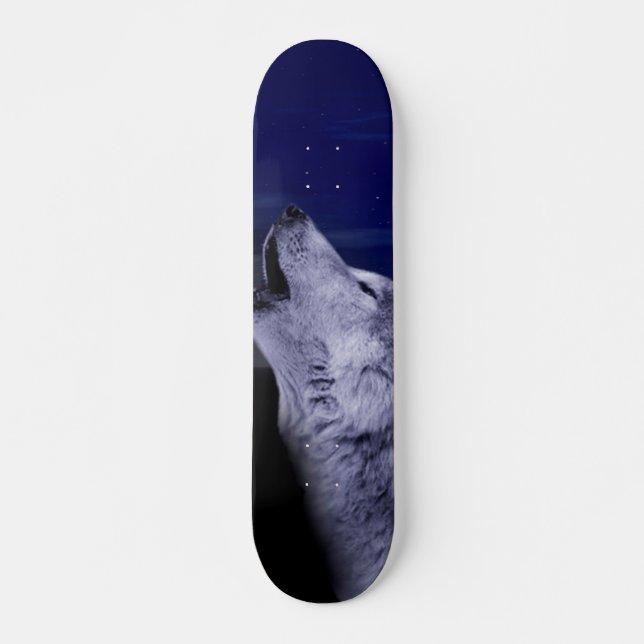 Skate Lobo uivando na lua no mar (Frente)
