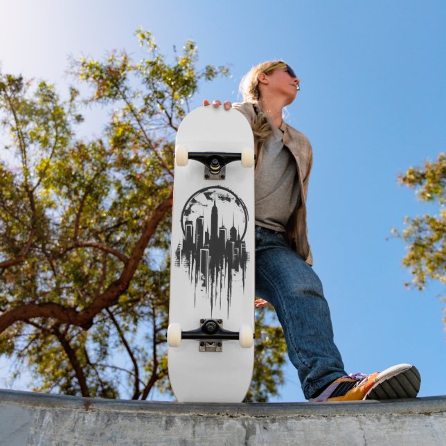 Skate Logotipo Monocromático de Paisagem Urbana (Ao ar livre 1)